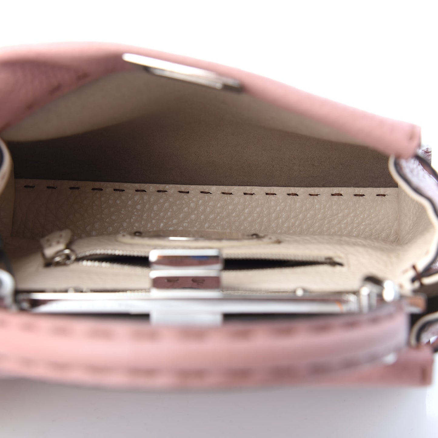 Cuoio Romano Selleria Bi-Color Mini Peekaboo Iconic Satchel English Rose Camelia