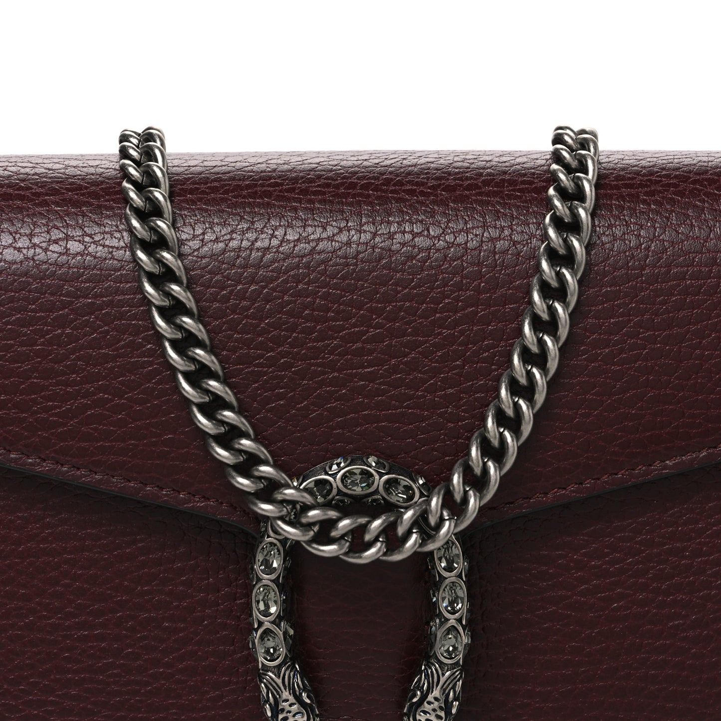 Dollar Calfskin Crystal Mini Dionysus Chain Wallet Vintage Bordeaux