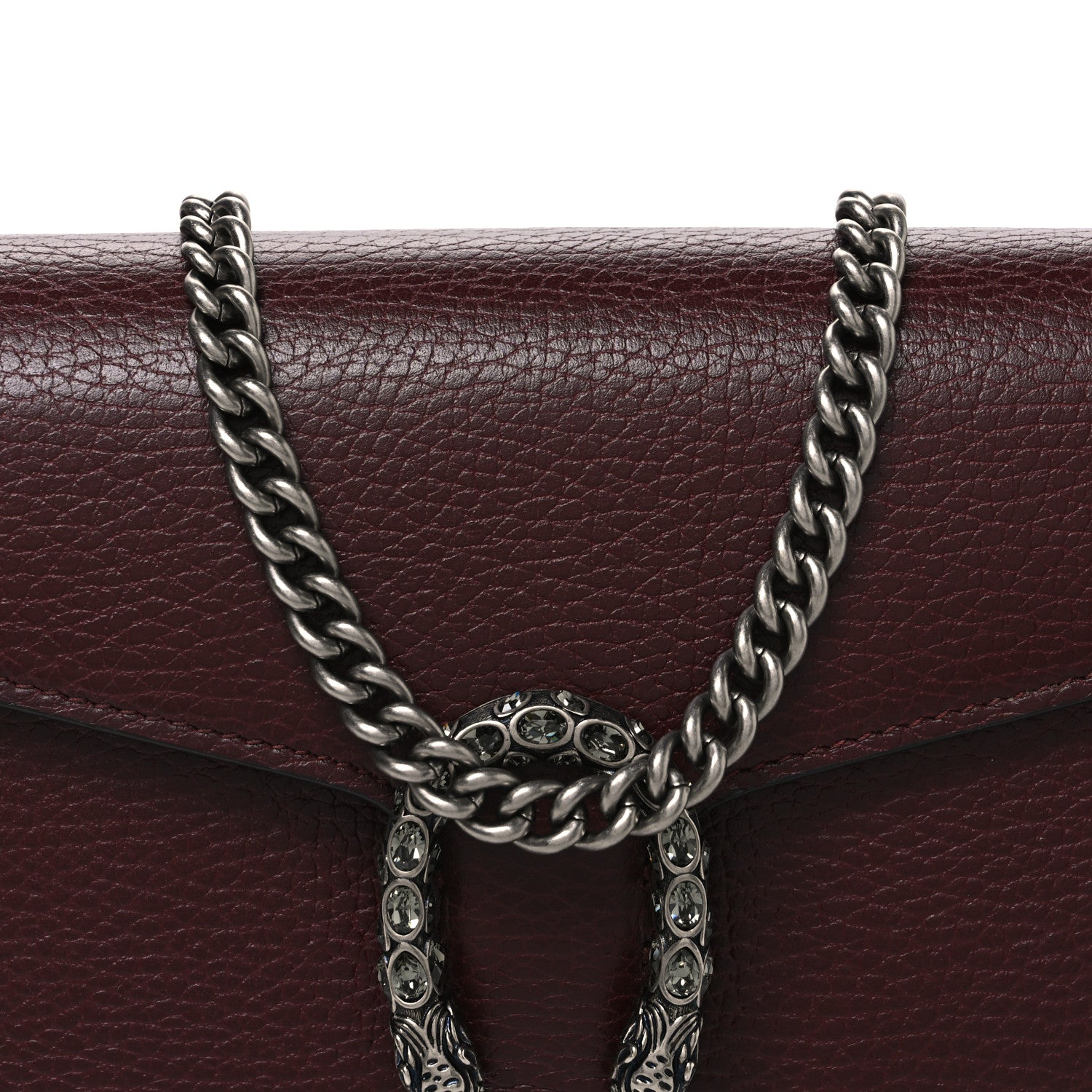Gucci Dollar Calfskin Crystal Mini Dionysus Chain Wallet Vintage Bordeaux 8 of 11