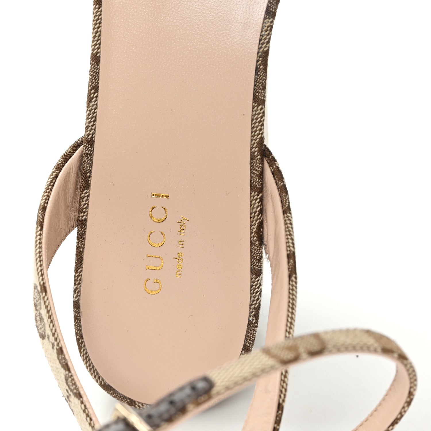 Gucci Monogram Nappa Chalotte Horsebit Ankle Strap 75mm Flatform Sandals 41 Beige Ebony 41 Beige Ebony 8 of 8