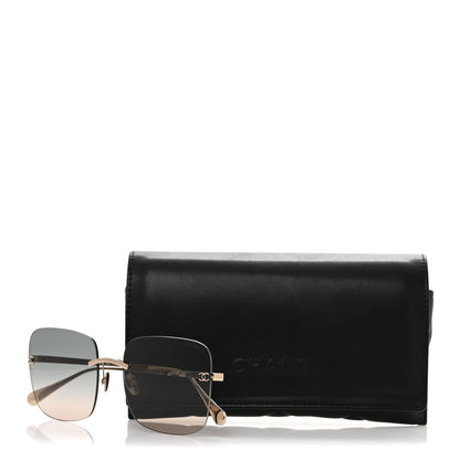 Chanel Titanium Rimless Square Sunglasses 4287-T Gold Black 8 of 8