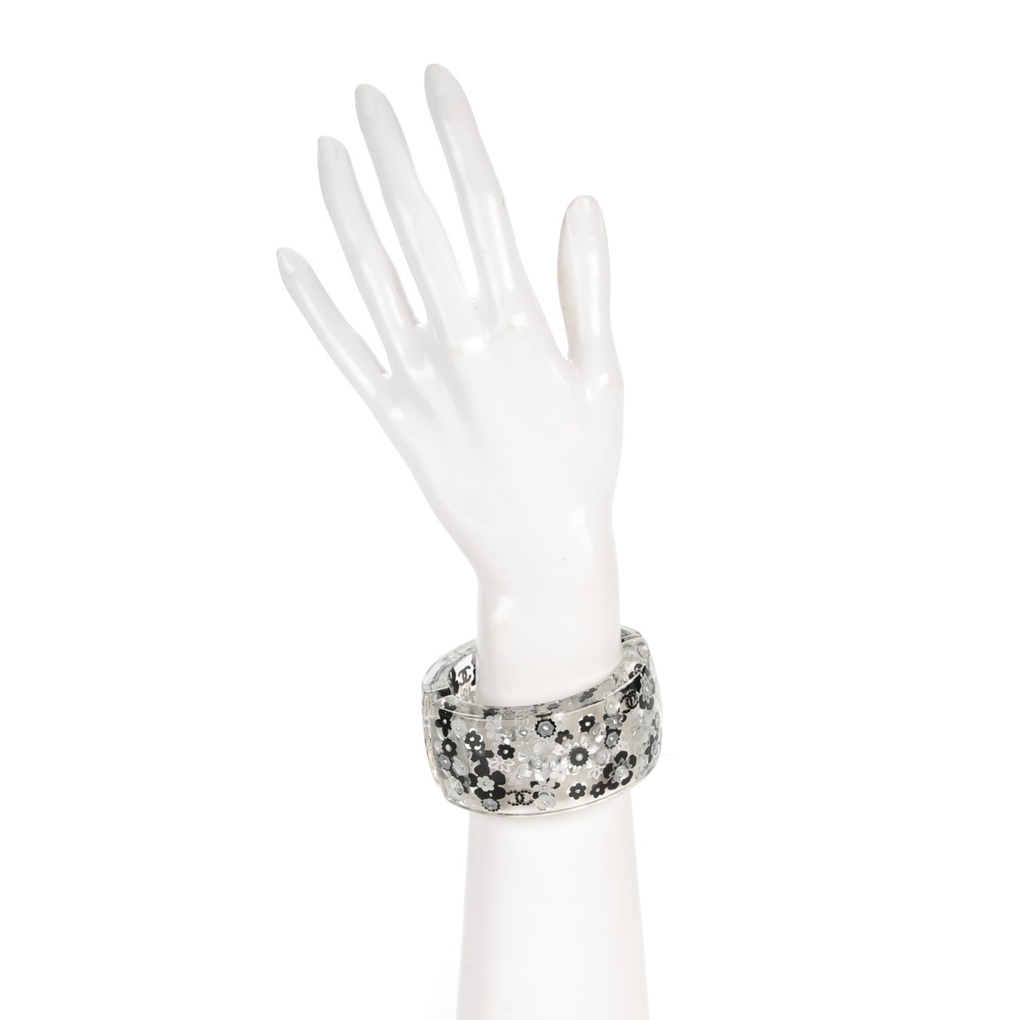 Resin CC Camellia Cuff Transparent Black White Silver
