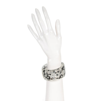 Chanel Resin CC Camellia Cuff Transparent Black White Silver 2 of 4