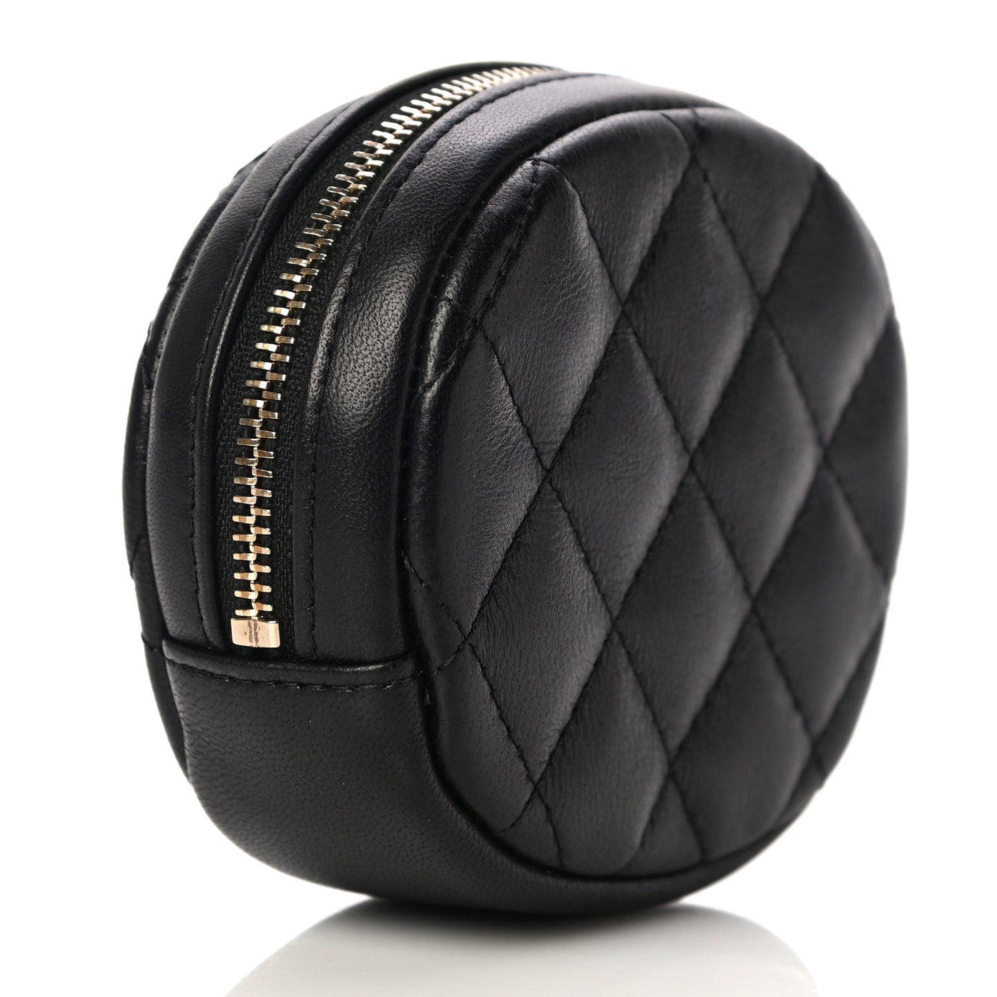 Lambskin Quilted Zip Around Classic Coin Purse Black