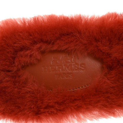 Hermes Woolskin Oran Sandals 39.5 Rouge De Turin 8 of 9