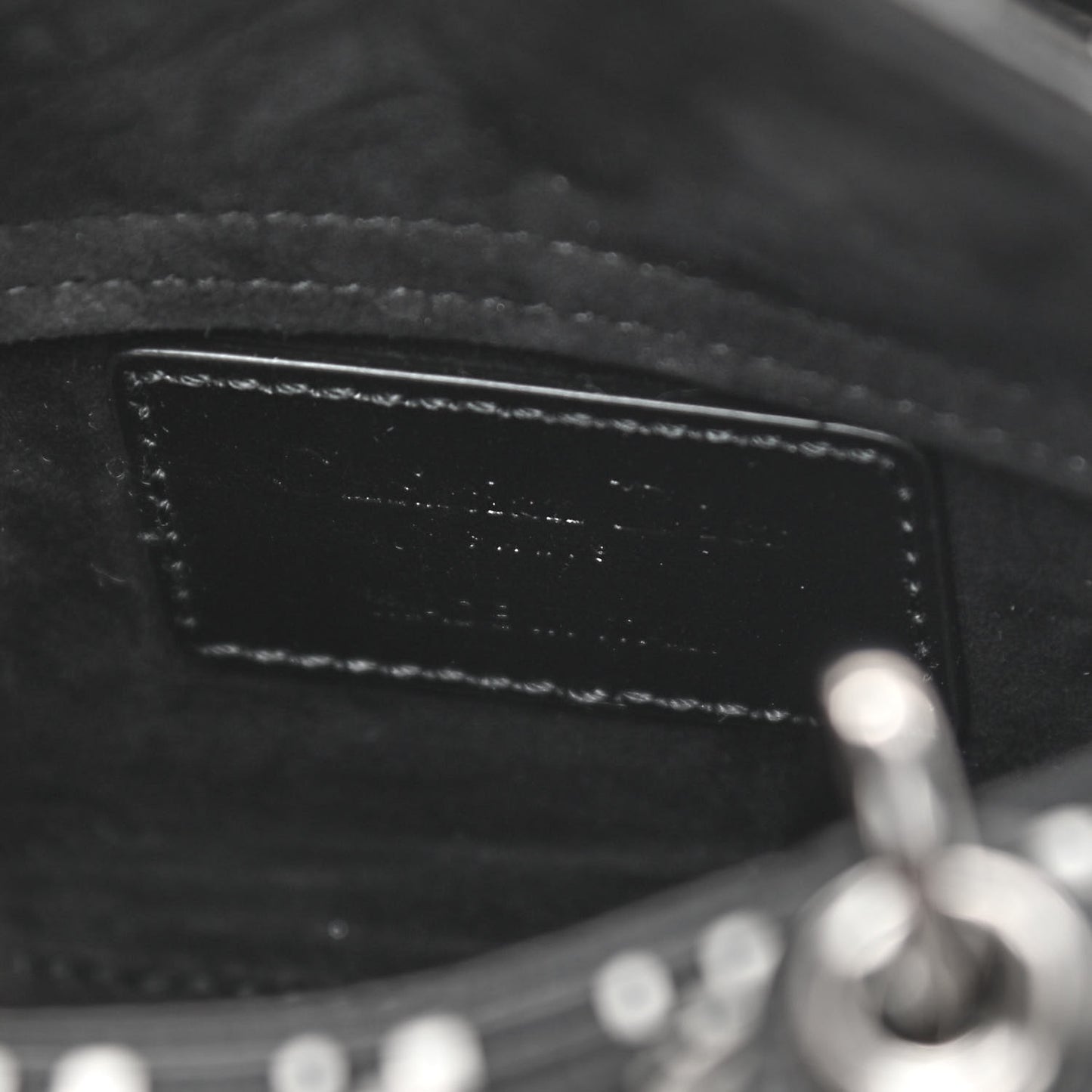 Calfskin Macro Houndstooth Embossed Micro Lady Dior Black White