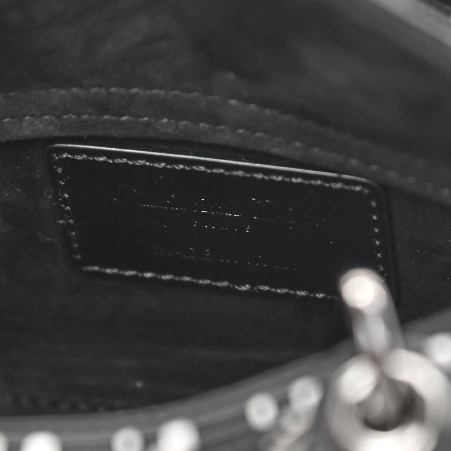 Christian Dior Calfskin Macro Houndstooth Embossed Micro Lady Dior Black White 6 of 9