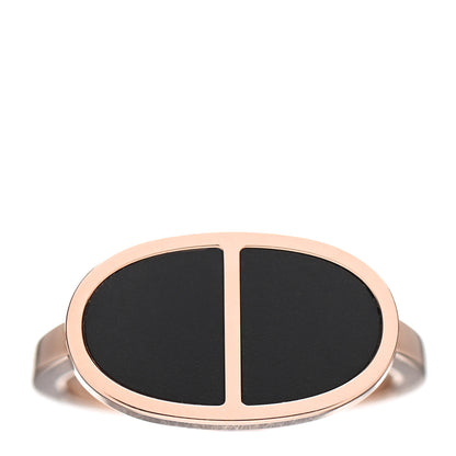 Hermes 18K Rose Gold Black Ceramic MM Chaine d'Ancre Verso Ring 50 5.25 1 of 6