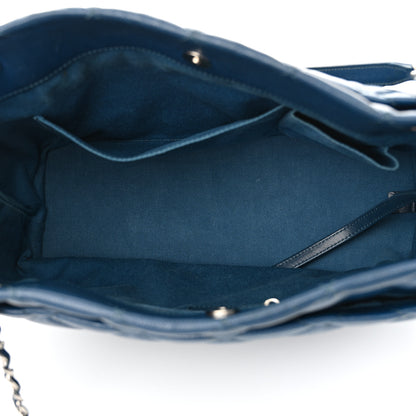 Chanel Caviar Quilted CC Timeless Soft Tote Blue 5 of 11