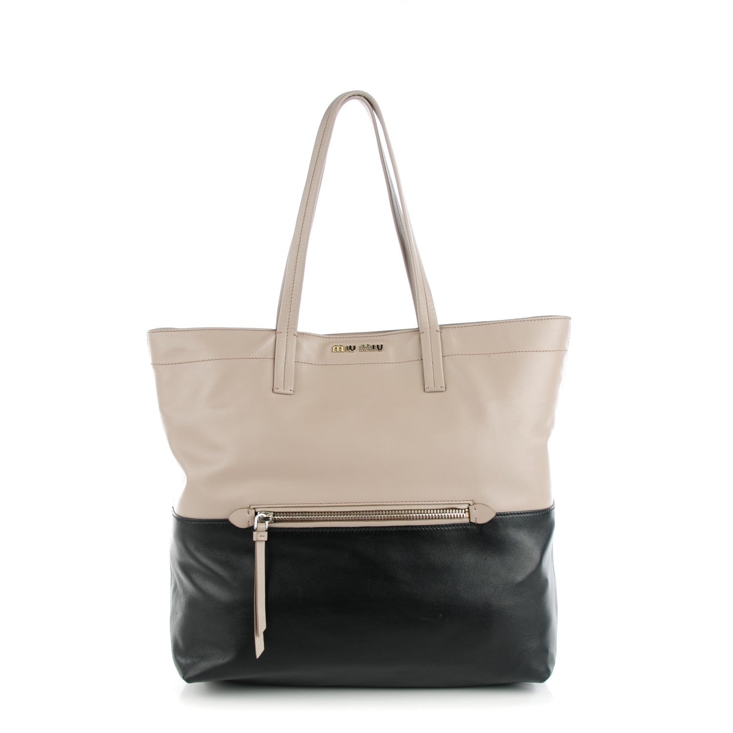 Miu Miu Vitello Soft Calf Shopping Tote Allumino Nero Black 1 of 9