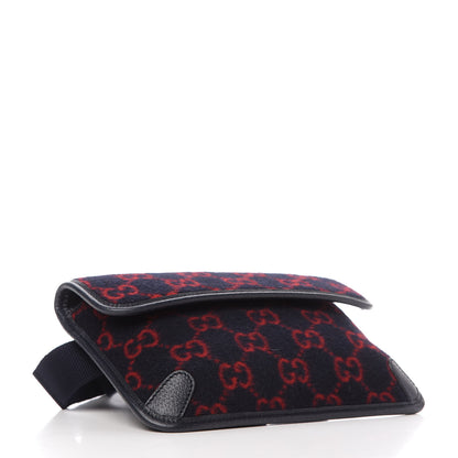 Gucci Covered Wool GG Monogram Slim Belt Bag Navy Red 4 of 10