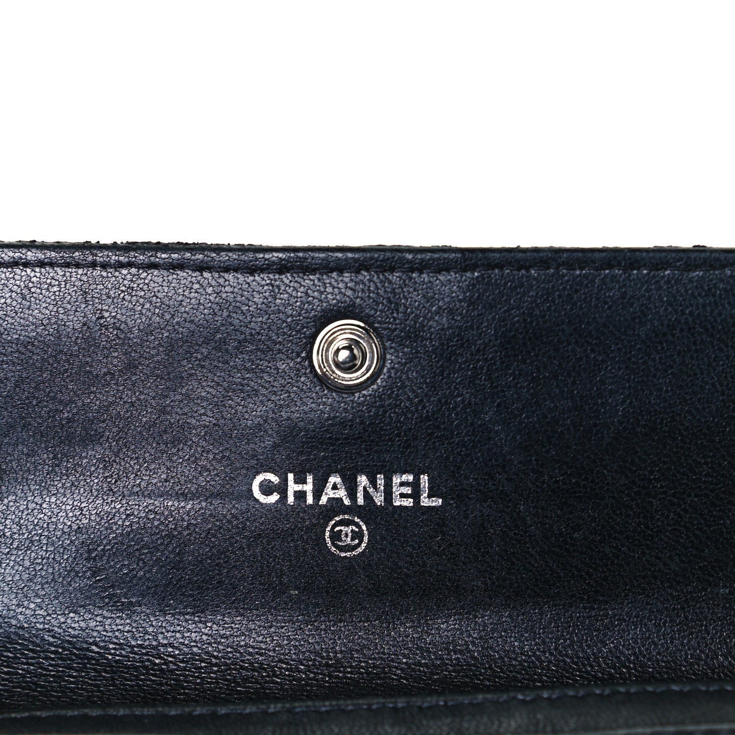 Chanel Lambskin Camellia Embossed Card Holder Wallet Black 6 of 8