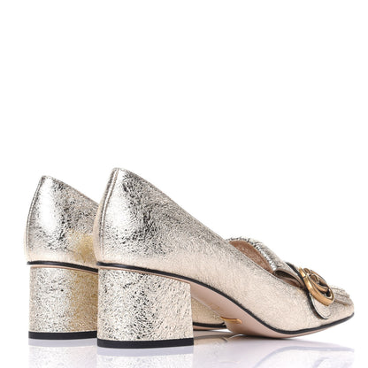 Gucci Galassia GG Marmont Fringe 50mm Loafer Pumps 40 Platino 4 of 11