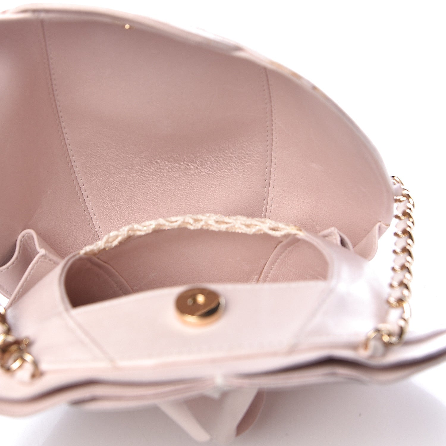Chanel Lambskin Satin Camellia Clutch Light Pink 5 of 14