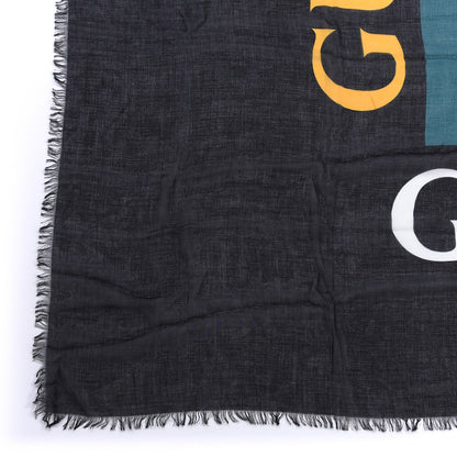 Gucci Modal Silk Logo Square Scarf Black 2 of 4