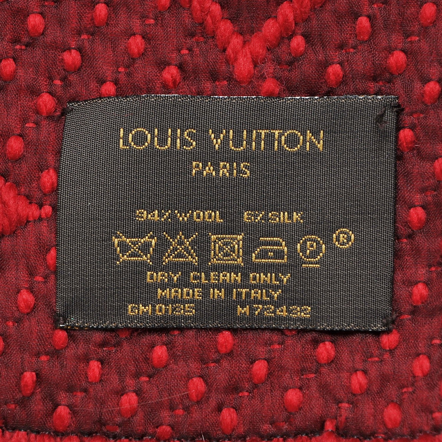 Louis Vuitton Wool Silk Logomania Scarf Rubis 4 of 4