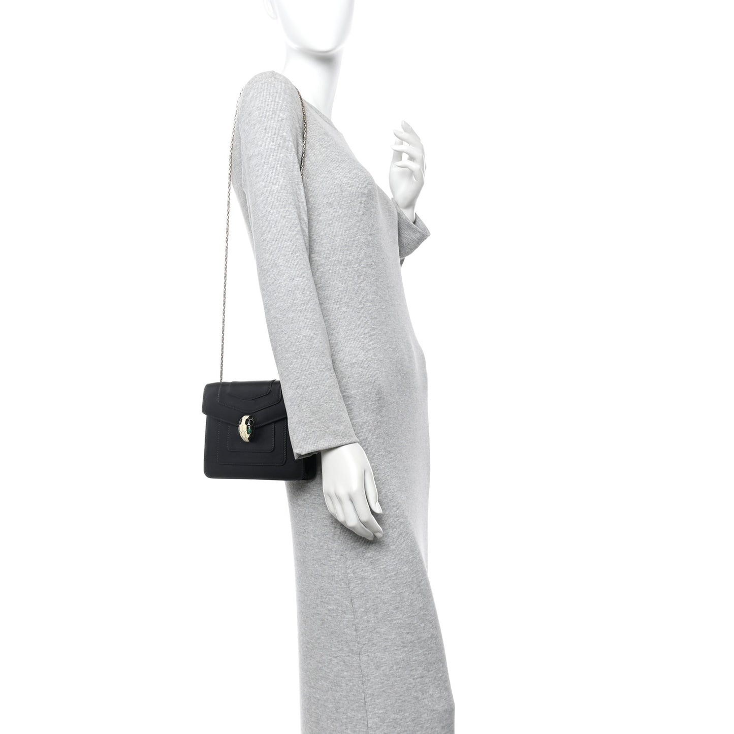 Calfskin Small Serpenti Forever Snake Strap Crossbody Bag Black