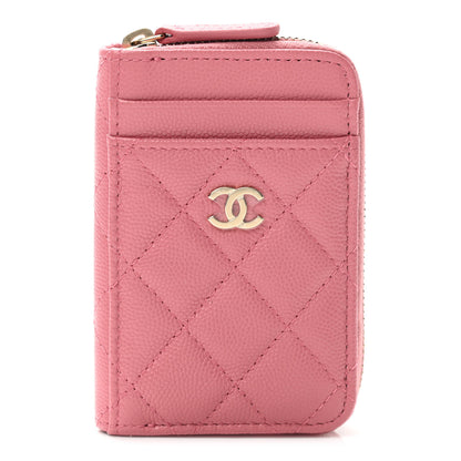Chanel Caviar Quilted Zip Card Holder Pink 1 of 8
