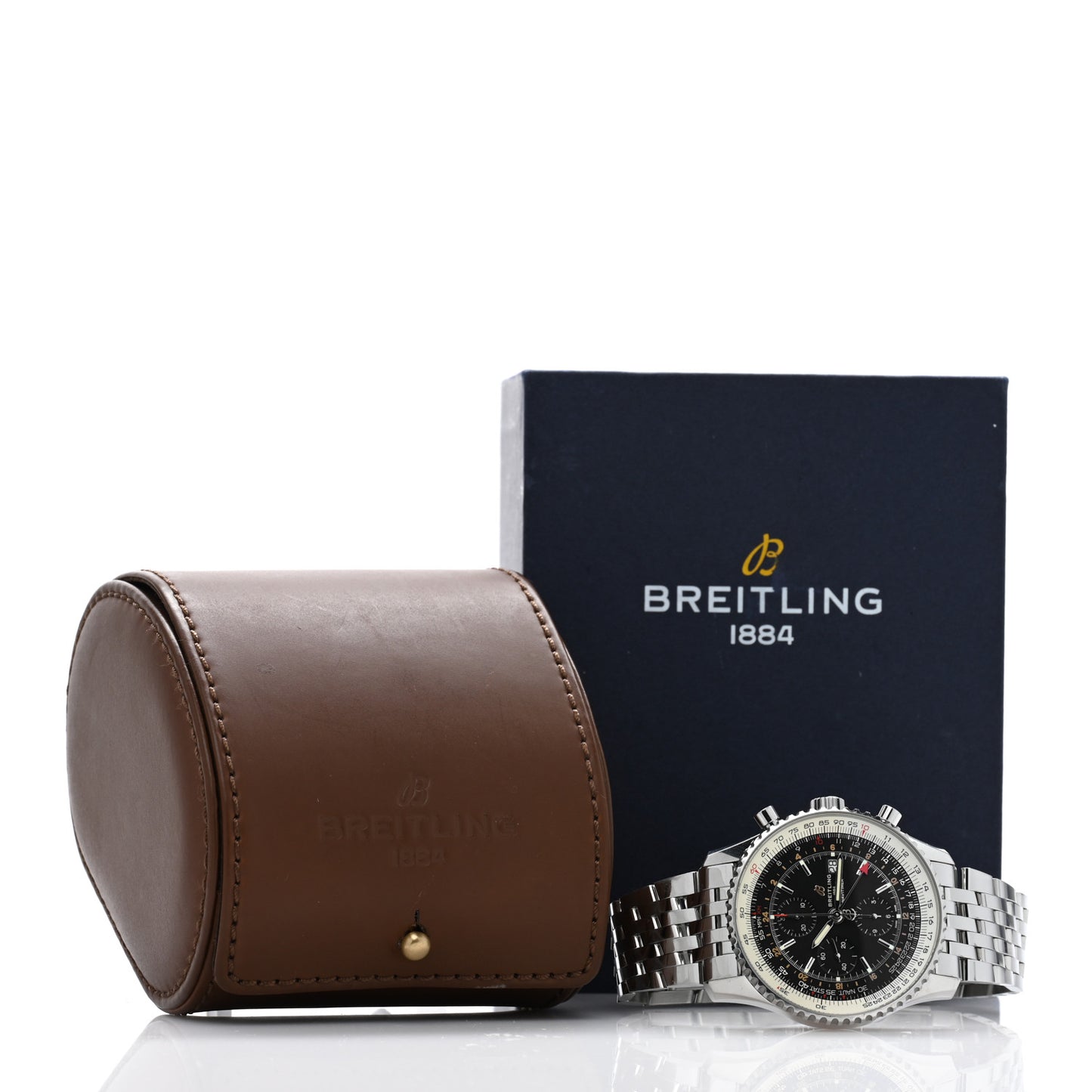 Stainless Steel 46mm Navitimer GMT World Automatic Watch Black A24322