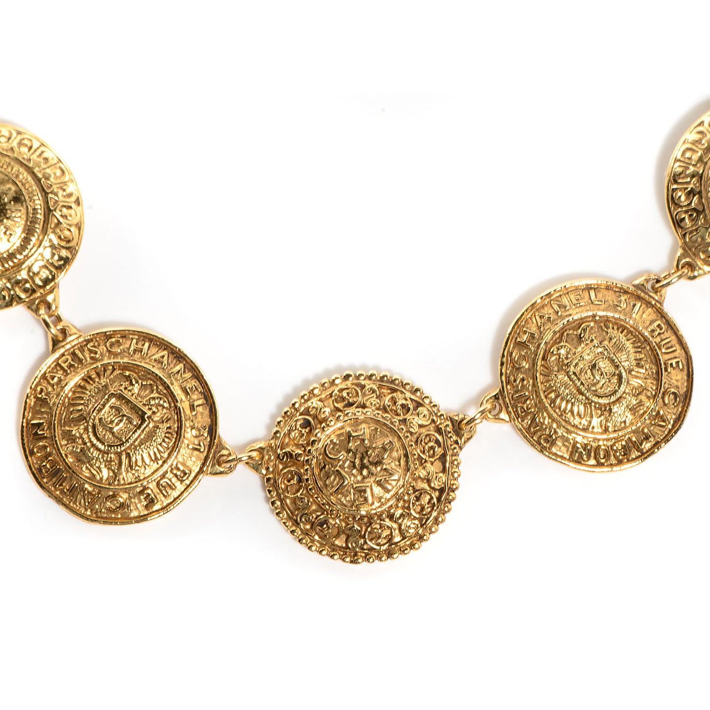 31 Rue Cambon Paris CC Medallion Necklace Gold
