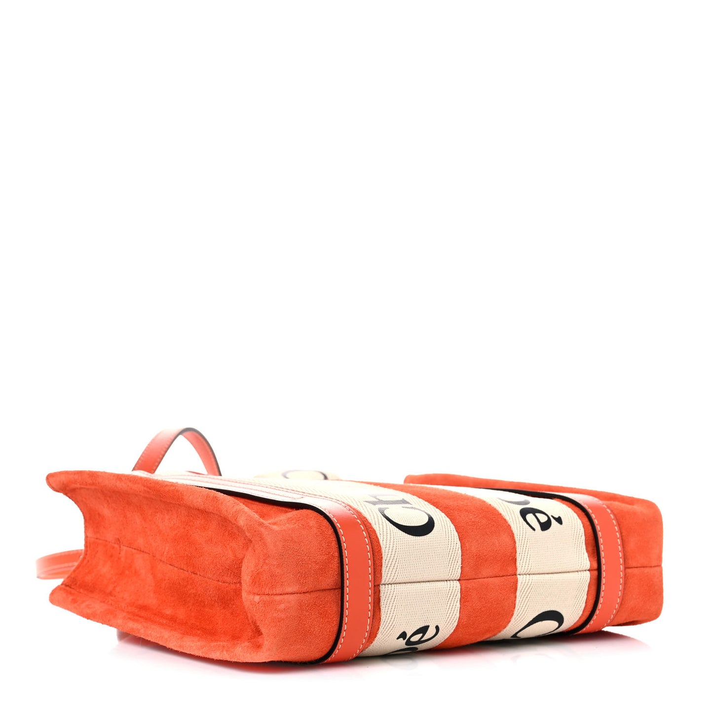Suede Calfskin Small Woody Ribbon Tote Rusted Orange
