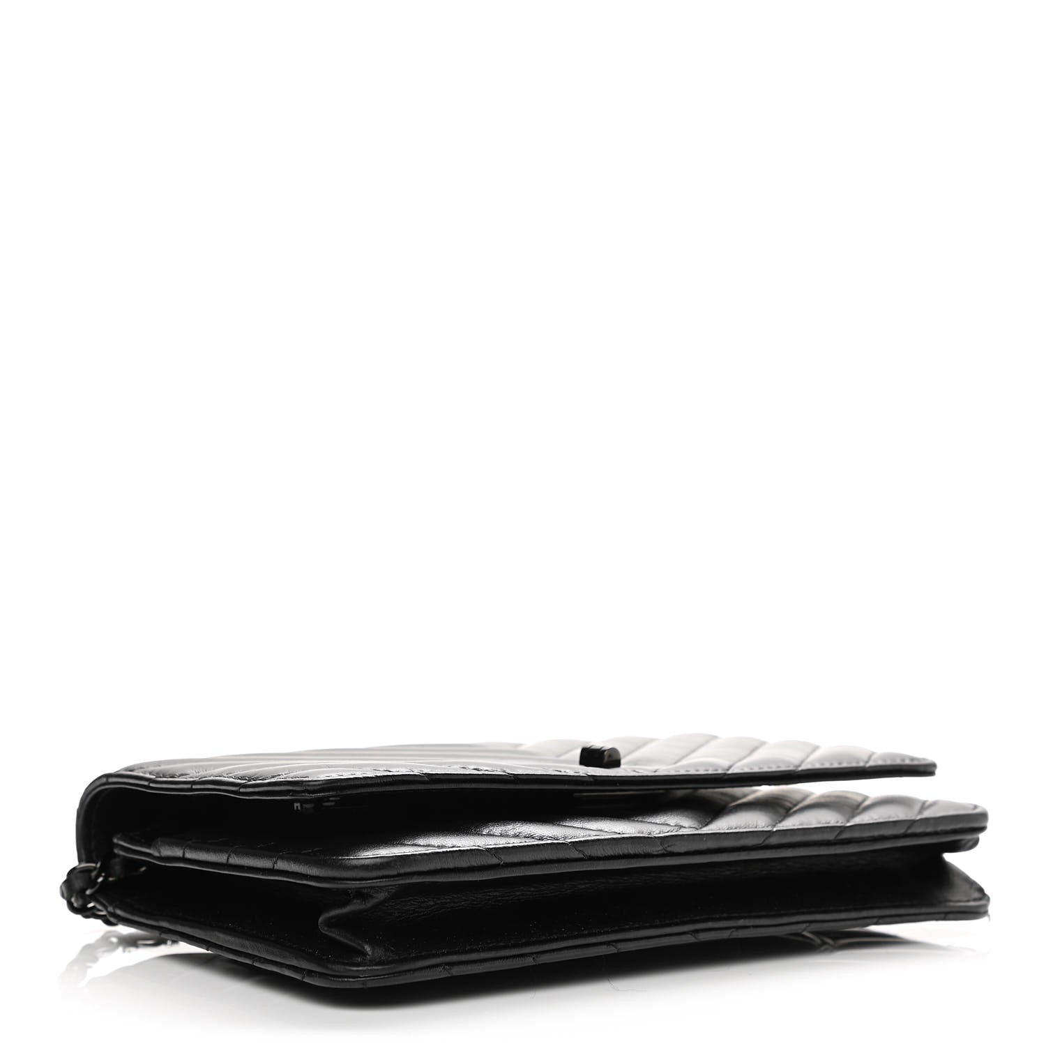 Chanel Aged Calfskin Chevron Quilted Reissue Wallet On Chain WOC So Black 4 of 15
