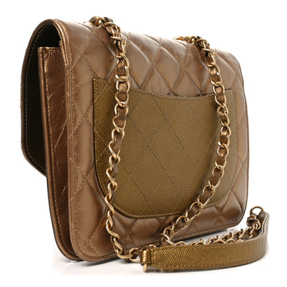 Chanel Metallic Calfskin Caviar Quilted Chain Handle Flap Gold 3 of 9