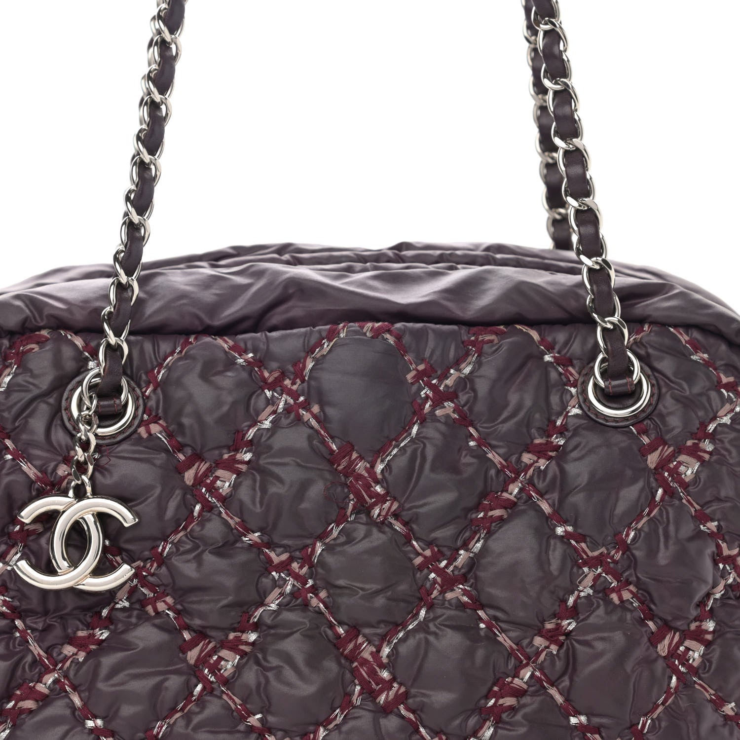 Chanel Nylon Quilted Tweed Stitch Bubble Camera Case Purple 8 of 12