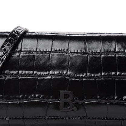 Balenciaga Calfskin Crocodile Embossed Touch Phone Holder With Strap Black 9 of 10