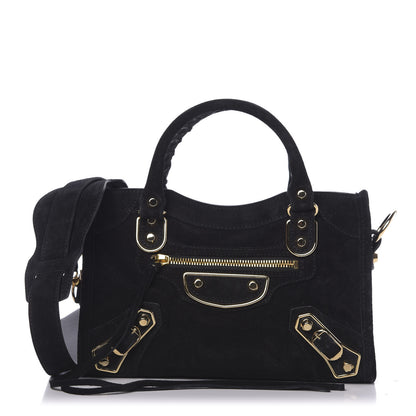 Balenciaga Baby Daim Suede Gold Metallic Edge Hardware Mini City Black 1 of 10