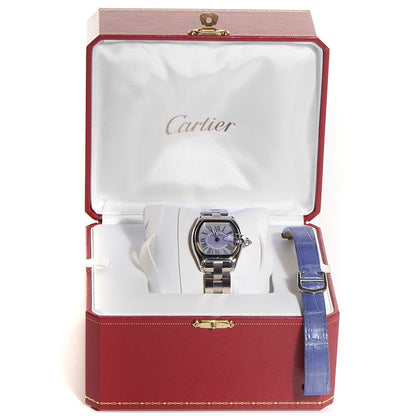 Cartier Stainless Steel Purple Mother of Pearl 31mm Roadster Quartz Watch 5 of 9