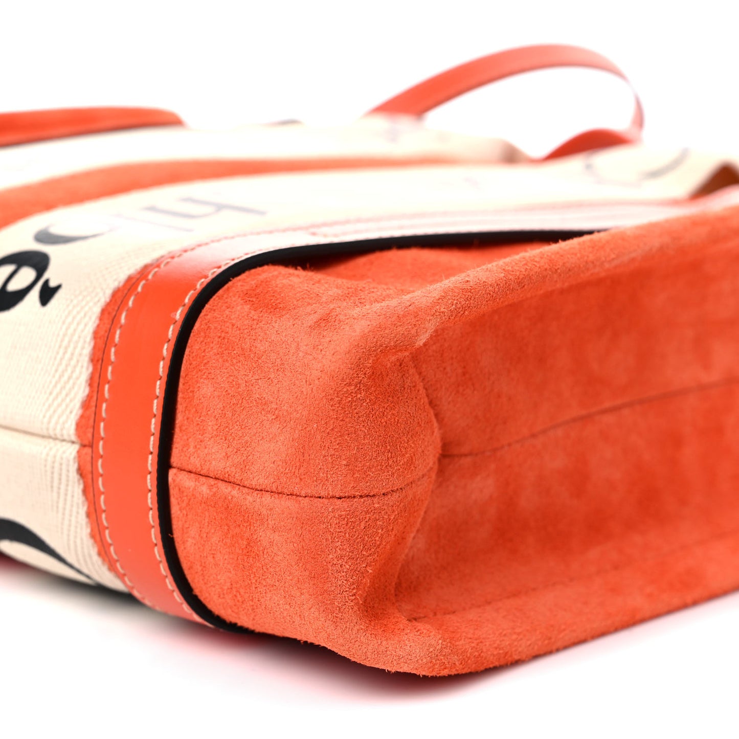 Suede Calfskin Small Woody Ribbon Tote Rusted Orange