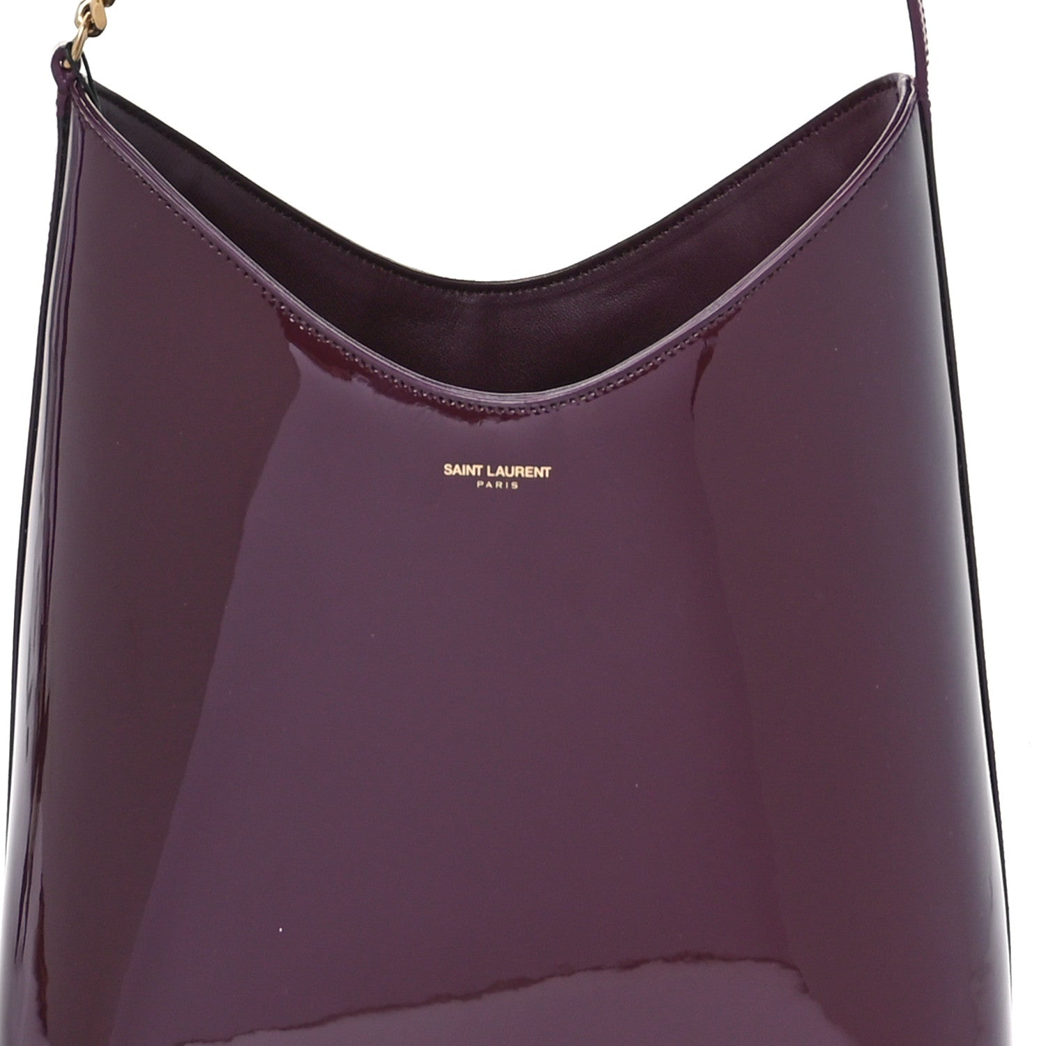 Saint Laurent Patent Calfskin Rendez-Vous Hobo Dark Red Wine 9 of 11