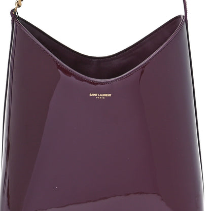 Saint Laurent Patent Calfskin Rendez-Vous Hobo Dark Red Wine 9 of 11