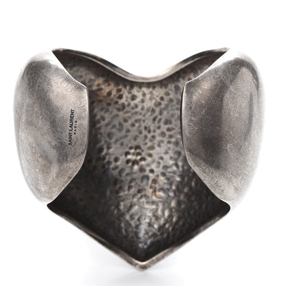 Saint Laurent Brass Heart Cuff Bracelet Palladium 3 of 5