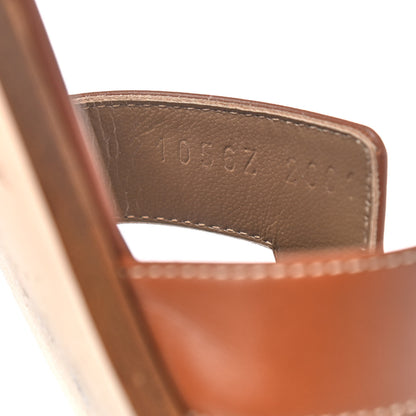 Hermes Box Calfskin Oran Sandals 37.5 Gold 8 of 12