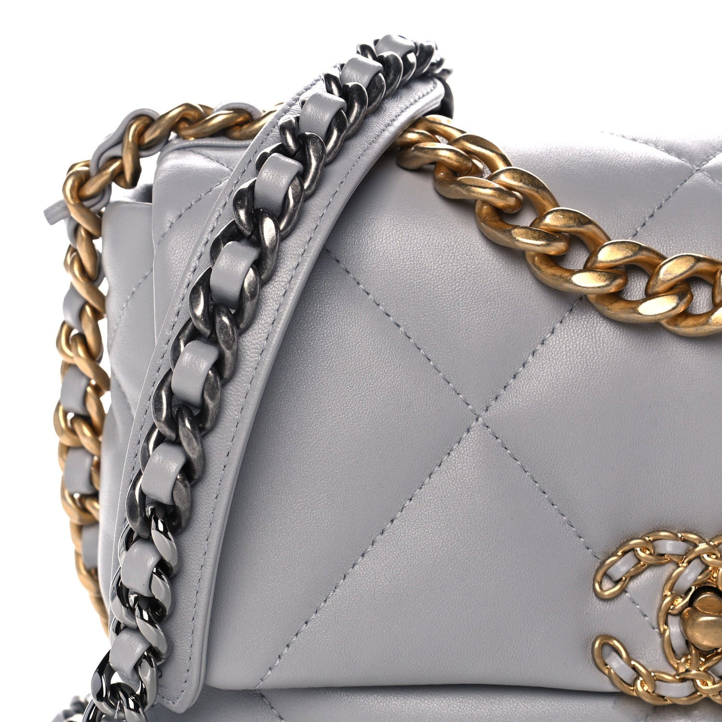 Lambskin Quilted Medium Chanel 19 Flap Grey