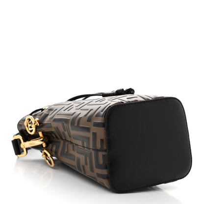 Fendi Vitello Liberty F is Fendi Bi-Color FF 1974 Embossed Mini Mon Tresor Bucket Bag Maya Black 4 of 10