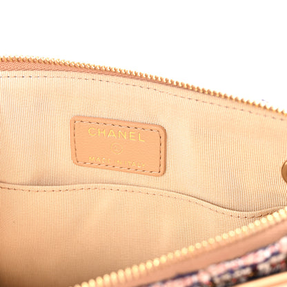 Chanel Tweed Lambskin Quilted Pouch Beige Multicolor 6 of 10