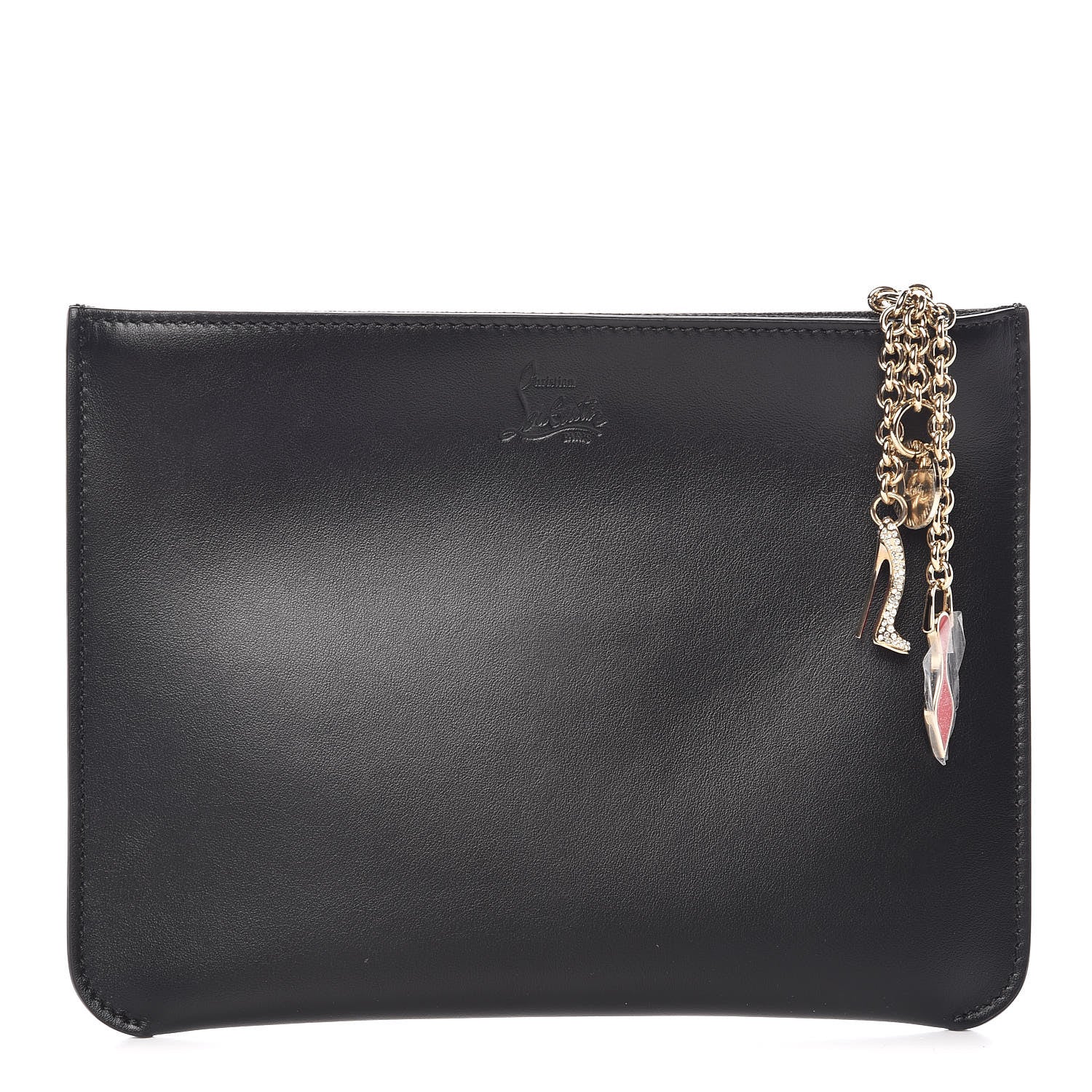 Christian Louboutin Calfskin Loubicute Charms Clutch Black 1 of 9