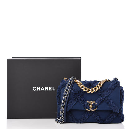 Chanel Canvas Quilted Medium Chanel 19 Flap Blue 11 of 11