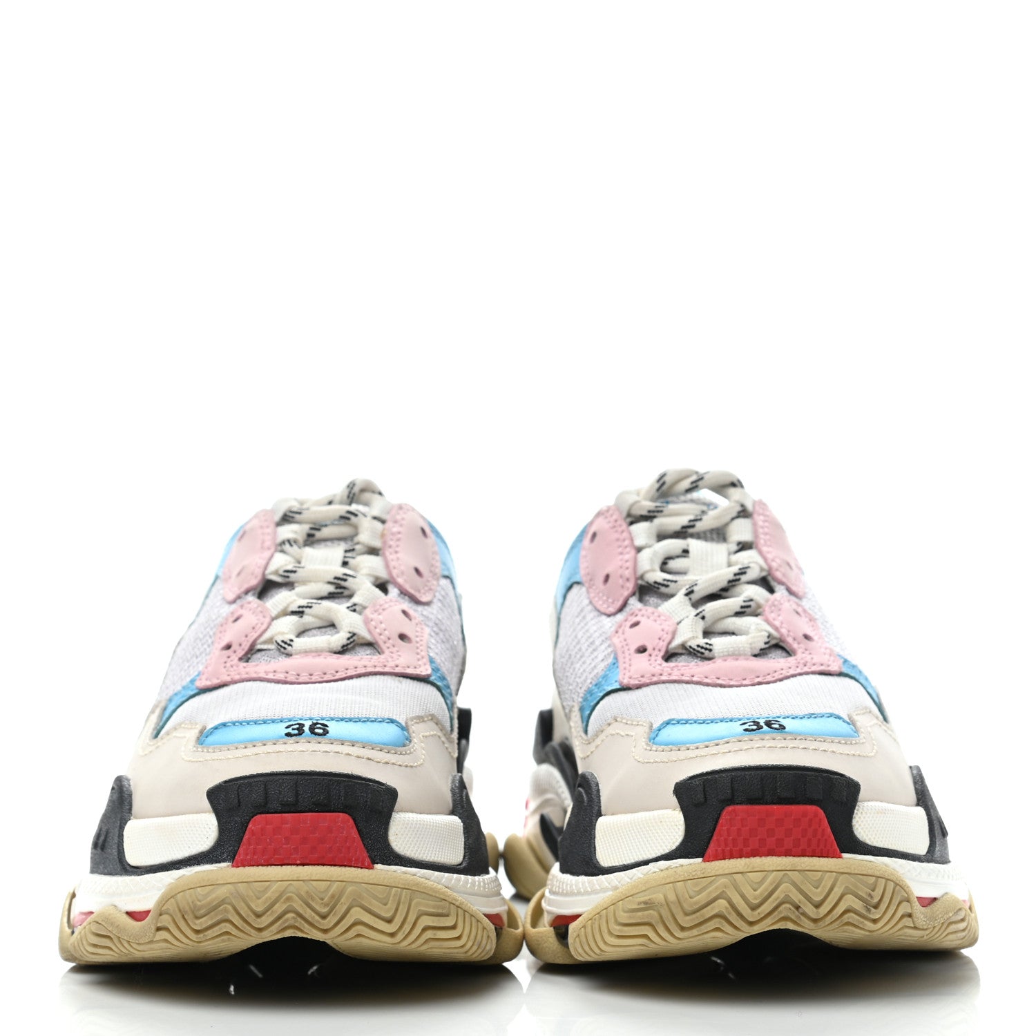 Balenciaga Fabric Mesh Womens Triple S Sneakers 36 White Blue Pink 2 of 9