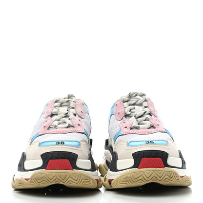 Balenciaga Fabric Mesh Womens Triple S Sneakers 36 White Blue Pink 2 of 9