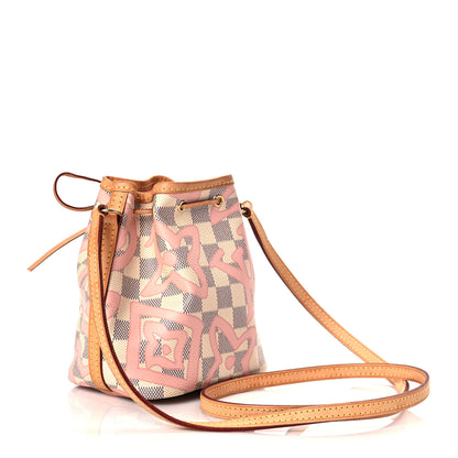 Louis Vuitton Damier Azur Tahitienne Nano Noe Rose Ballerine 3 of 10