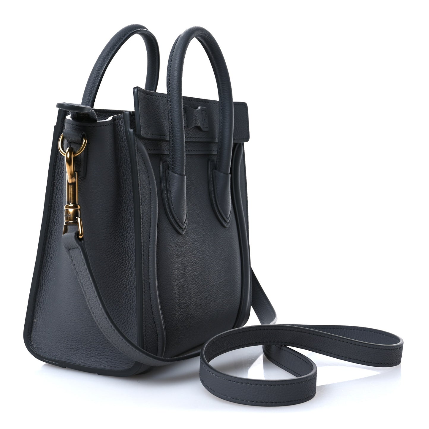 Drummed Calfskin Nano Luggage Kohl