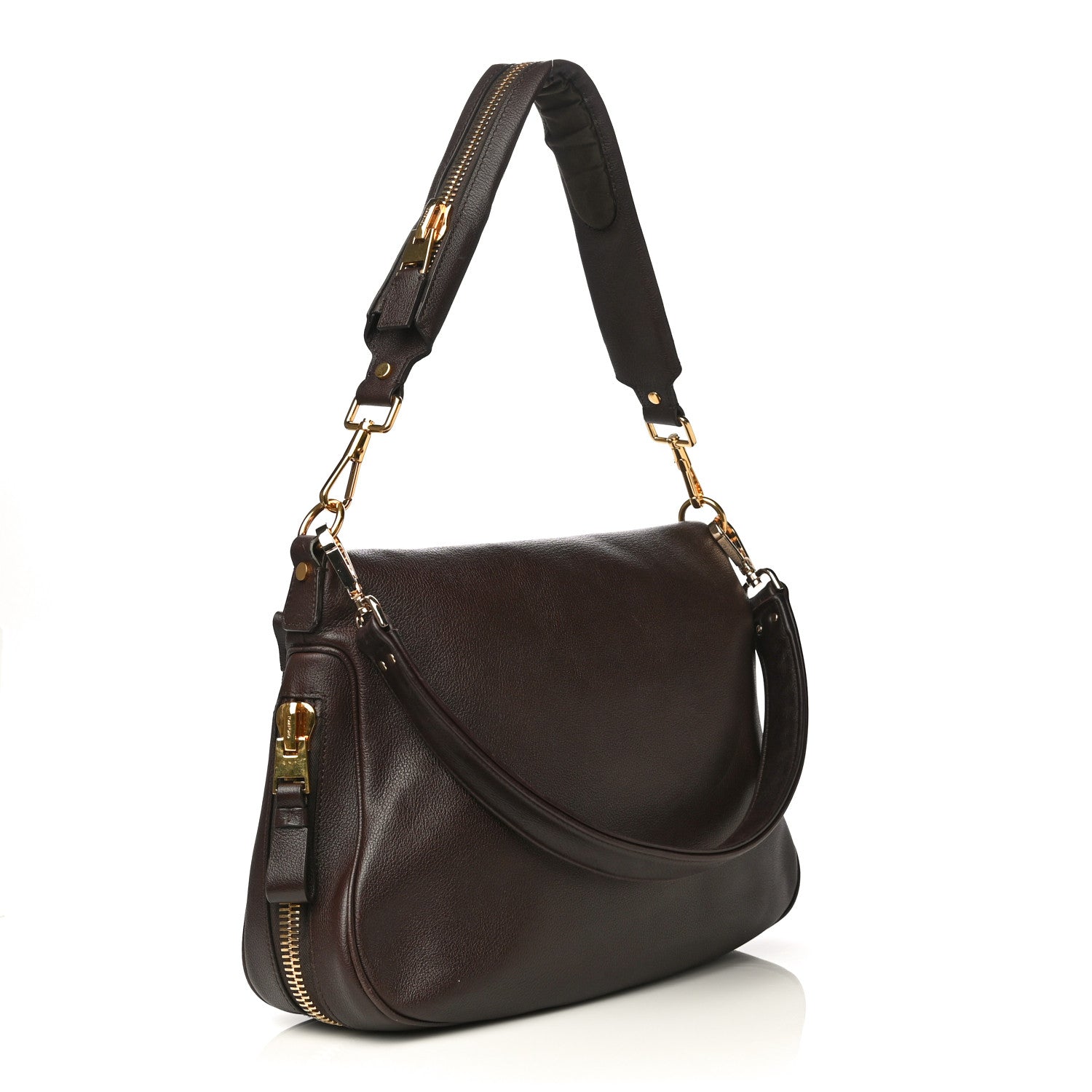 Tom Ford Pebbled Calfskin Large Jennifer Dark Brown 4 of 30