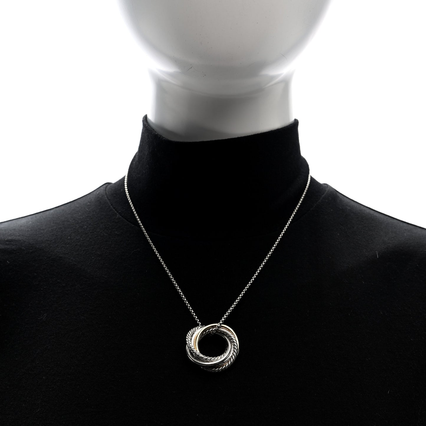 Sterling Silver 14K Yellow Gold 28mm Crossover Pendant Necklace