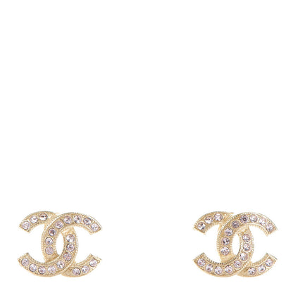 Chanel Crystal Timeless CC Earrings Gold Light Purple 1 of 5