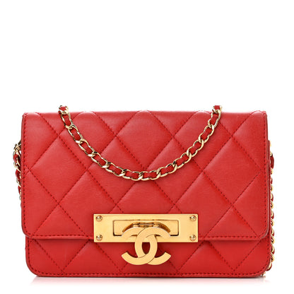 Chanel Lambskin Quilted Golden Class Wallet on Chain WOC Red 1 of 16