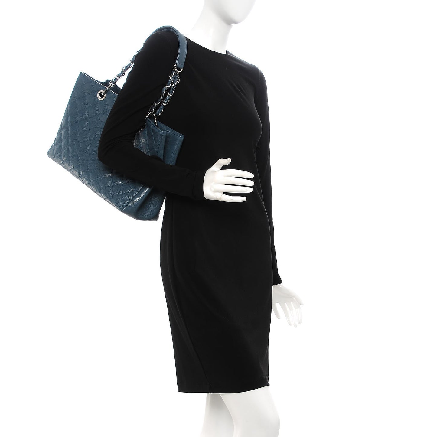 Caviar Quilted Grand Shopping Tote GST Blue